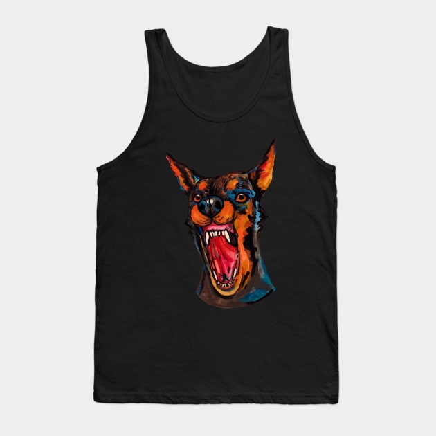 Angry watercolor doberman dog Tank Top by deadblackpony